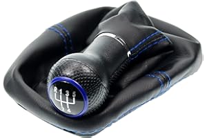 L & P Car Design L&P A254-5 mieszek zmiany biegów, kolor czarny, szew niebieski, gałka zmiany biegów, 12 mm, kompatybilna z VW Golf 4 IV Knauf Plug Play, część zamienna do 1J0711113