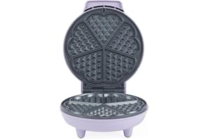 Giles & Posner Heart Waffle Maker - 18cm Aluminium Non-Stick Plates, PFAS-Free, Adjustable Temperature Dial, Power/Ready Indicator Lights, 750 W, Purple, Sorbet Collection