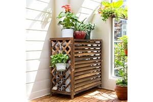 GONTZOLKIN Cache Climatiseur Exterieur Bois Cache Clim Protége Cache Pompe À Chaleur Bois Housse Climatiseur Extérieur Cache Unité Extérieure Climatisation Protéger Du Soleil Et De La Pluie(100x44x93cm)