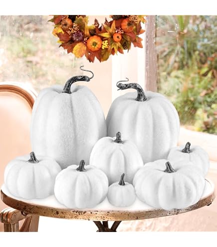 Liliful Künstliche Kürbisse Aus Schaumstoff – 6 Stück, Weiß, 20 Cm | Schnitzbar Für Halloween, Deko, DIY