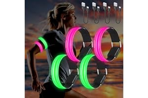MOLBORY 4 Pezzi Bande Catarifrangenti, LED Braccialetto Ricaricabile USB con 3 modalità di Illuminazione, Fascia per Braccio di Sicurezza Alta visibilità, per Running, Bici, Corsa Notturna, Correre(Verde)