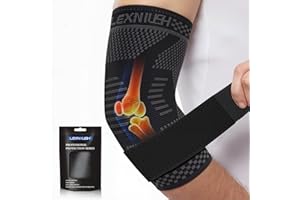 LEXNIUSH Coudière Tendinite Ajustable, Coudiere Epicondylite de Compression, Attelle Coude Hommes Femmes pour Soulage la Douleur, Tennis, Golf, Sport, Gym, Coudiere Musculation Élastique, Noir Réglable M