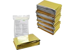 ‎MEDI-INN+ Medi-Inn+ Rettungsdecke Gold Silber | 160 x 210 cm | Notfalldecke für Erste Hilfe | Kälteschutz | Hitzeschutz (10 Stück)