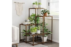 Bamworld Stojaki na rośliny, do wewnątrz, na zewnątrz, narożna półka na rośliny, do salonu, 4-poziomowe stojaki narożne, stojak na rośliny, do wnętrz, wiele roślin, patio, balkon, ogród