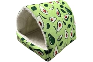 lisetar Guinea Pig House, 1 Pack (24 X 24cm) Small Animal Winter House Warm Nest, Non Slip Strawberry Hedgehog House With Removable Pad, Animals Warm Sleeping House (Red) (Green, 19CMX19CM)
