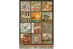 Stamperia International Stamperia-Papier de Riz-Savana Square, Multicolore, A4