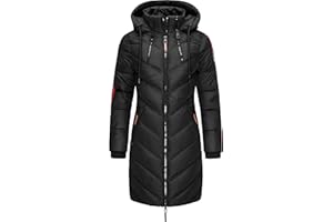 MARIKOO Damen Wintermantel Warmer Steppmantel lang mit Verstellbarer Kapuze Armasa XS-XXL