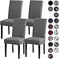 Sufdari Chair Covers,Stretch Dining Room Chair Cover,Soft Parsons Chair Slipcover,Spandex Removable Seat Covers for Kitchen Chairs-Gray,Set of 4