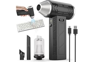 YOSPINBER Souffleur Air Comprimé et Souffleur PC, Dust blower Dépoussiérants Puissants électrique 150000 tr/min, Mini Aspirateur à Main et Lumières LED, kit de nettoyage pour clavier, pour Voiture, Maison, PC