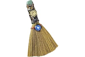 BIBYKIVN Balai d'autel de sorcière en Cristal – Balai Magique de sorcière Fait Main, avec des Cristaux naturels d'améthyste pour la guérison et des Signes du Zodiaque, Méditation & Guérison (Bélier)