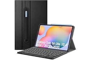 FINTIE Clavier pour Samsung Galaxy Tab S6 Lite 2024/2022/2020 10.4 Pouces - [AZERTY Français] Clavier Bluetooth sans Fil Etui Multiposition Housse Fine et Légère, Noir