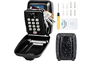 ROEOWENE Caja de Seguridad para Llaves Grande Pared Caja Llaves con Codigo 12 Digitos Impermeable Caja Fuerte para Llaves Exterior Caja de Bloqueo Caja de Cerradura Key Lock Box para Hogar Garage