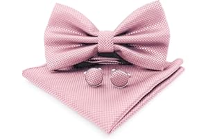 AOIBEELY AIOBLEEY Pajarita para hombre con gemelos Handkerchiefs: conjunto de pajarita para boda, esmoquin, traje, evento formal - caja de regalo.