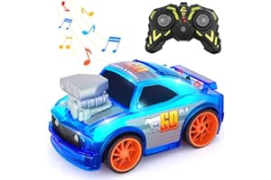 SGILE Coche de Carreras Teledirigido, Coche de Control Remoto de 2.4 GHz con Luces LED y Sonido Musical, Juguete RC para Niños y Niñas, Regalo de Cumpleaños