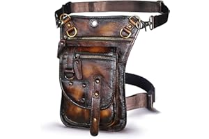 Le'aokuu Uomini Vera Pelle Marsupio per Moto Borsa a Tracolla Messenger a Spalla sacco di bum borsa dell'anca per gambe coscia 211-5