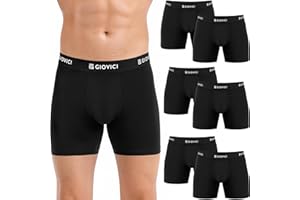 Giovici Mens Boxers, Boxer Shorts for Men with or without Fly, Super Soft Tag-Free, Anti-Chafe Classic Cotton Underwear, 6 Pack Multipack