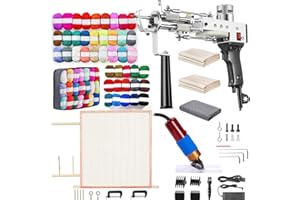 BESGEER 2024 Kit de Inicio de Pistola para Tejer Alfombras con Marco y Cortacarpetas, Kit de Tejer Alfombras de Pileta de Corte y Anillo 2 en 1, Kit Completo de Pistola para Teje(Negro)