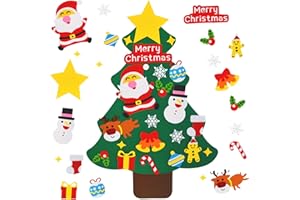 SONFEDO Árbol de Navidad de Fieltro, Árbol de Navidad de Fieltro para Niños, DIY con Adornos Extraíbles, Decoraciones para Colgar en la Pared de Año Nuevo, (newC)