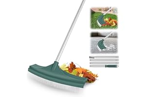 ORIENTOOLS Artificial Grass Brush, Curved Turf Rake Artificial Lawn Rack with Adjustable Steel Handle 80 to 134 CM, Fake Rake with PA Brush for Lawns and Gather leaves.