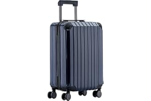 Münicase M816 TSA-Schloss, Dehnungsfuge, Teleskopgriff, Reisekoffer mit 4 Rollen, Hartschale, Kabinentrolley 55cm, Dunkelblau