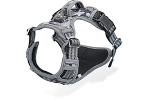 DOCIOTE Dog Harness No Pull for Large Medium Dogs, Adjustable Reflective Harness Dog Harness Escape proof Lightweight Breathable Pet Vest Harness medium large dog for Walking Training Camo Gray M