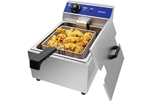 TAIMIKO Friteuse électrique commerciale unique réservoir en acier inoxydable 3000W 220V-240V Thermostat 60-200 °C
