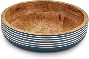 Indus Lifespace Decorative Bowls Mango Wood for Home Décor Unique Table Centerpieces for Farmhouse Rustic Style (25.4cm x 25.4cm x 6.35cm)