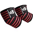 Gymreapers Weightlifting Elbow Wraps (1 Pair) - Flexible 40'' Elbow Compression Strap & Joint Support Brace - For Bench Press, Powerlifting, and Pressing (Red)