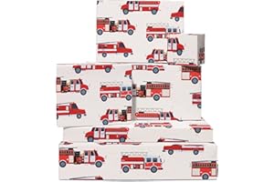 Papier cadeau pour garçon - 6 feuilles de papier cadeau amusant - Camion de pompiers - Papier cadeau d'anniversaire pour enfant - Papier cadeau pour homme et femme - avec étiquettes - Central 23