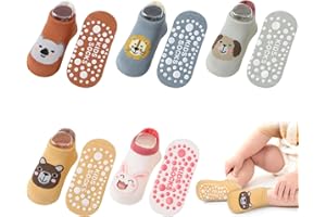 angelikashalala 5 Paar Stoppersocken Baby, Rutschfeste Socken für Baby Anti Rutsch Babysocken with Cartoon Tiermotive Kleinkind Socken Baby für Baby Mädchen Kinder Jungen(1-3 Jahre)