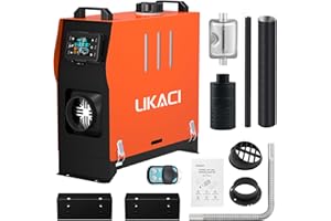 LIKACI Dieselheizung All-in-One 5 kW-8 kW 12 V/24 V Diesel-Luft-Parkheizung mit verbessertem LCD-Schalterdisplay und Fernbedienung, schnelles Aufheizen, für Wohnmobil, Garage, LKW-Orange