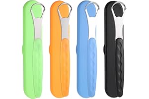 SDHIIOLP Tongue Scraper Cleaner, 4PCS Tongue Cleaner for Adult & Kid, Medical Grade Stainless Steel Tongue Brush Set, Oral Self Care for Bad Breath, Oral Hygiene, Keeps Breath Fresh, 4 Colors
