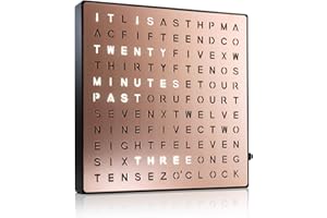 Auraglow LED Light Up USB Wall or Desk Word Clock - Copper