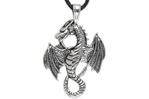 Toms-Silver Anhänger Drache Big Dragon aus Edelstahl mit schwarzem Lederband