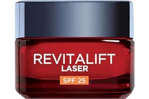 L'OREAL PARIS L'Oréal Paris Crema Viso Giorno Revitalift Laser SPF25, Per Tutti i Tipi di Pelle, Azione Antirughe e Anti-Macchie, Pelle più Soda e Tonica, Con Acido Ialuronico, Vitamina C e Pro-Retinolo, 50 ml