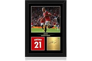 WIN FC Gerahmtes Foto von Anthony, A4, mit digitaler Unterschrift, Geschenk für Manchester United Fans