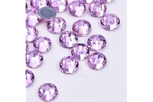 BLINGINBOX Hotfix Rhinestones, 1440 Pcs Crystal Hotfix Rhinestone Glass Rhinestones Round Crystal Gems Glass Stones for Clothes Shoes DIY Crafts Supplies(Lt.Amethyst-SS10)