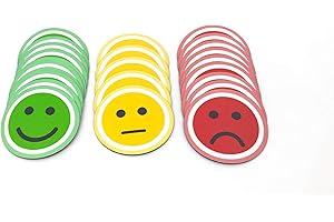 TIENDA LEAN Smiley imán Redondo. Pack de 25 (10verdes, 10rojos y 5 Amarillos) Magnético (2,5cm)