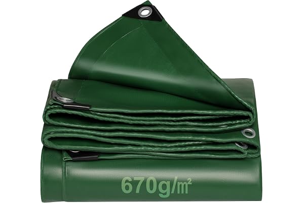 Presenning 670 g/m² lastbilspresenning med öljetter premium PVC-vävpresenning vattentät och slitstark förstärkta kanter, träskyddspresenning för lastbil, bil, släpvagn, pool, byggarbeten, tak (3 x 5