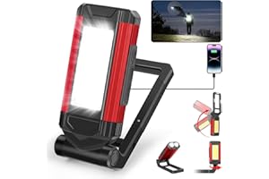 Daphomeu Lampada da Lavoro LED Ultra Luminosa - Lampada da Officina con Batteria Ricaricabile, Base Magnetica e Funzione Girevole - Ideale per Officina, Riparazioni Auto e Campeggio