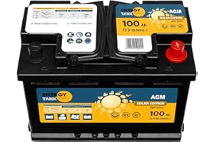 EnergyTank Batteria AGM Solare a Scarica Lenta 12 V 100Ah per Camper, Barca e Servizi – Senza Manutenzione, Anti-vibrazioni, Sicura per Interni, Lunga Durata