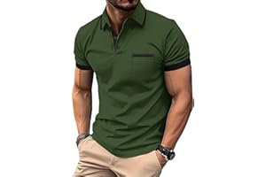 zitysport Polo Uomo Camicia a Maniche Corte Camicia da Golf Traspirante Uomo Camicie estive Sport Basic Slim Fit Tshirt con Tasca sul Petto Polo Shirt