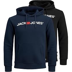 JACK & JONES Jjelogo Felpa Con Cappuccio Uomo - Noos Pls - Taglie Forti (Plus) - Cotone Morbido Per Autunno