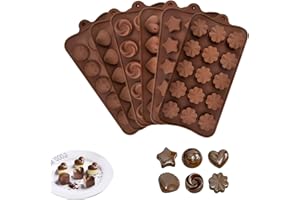 APOMOONS 6 moules en silicone 3D pour chocolat, bonbons, gelées, glaçons, antiadhésifs, faciles à nettoyer, revêtement antiadhésif, silicone, marron, irrégulier