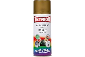 Tetrion Bright Gold Spray Paint 400ml - High Visibility Quick-Drying Aerosol for Wood, Metal, Ceramic, Plastic Surfaces