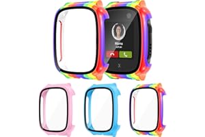 [3 sztuki] Etui Kamita do XPLORA X5 Play z osłoną ekranu ze szkła hartowanego 9H, pełny wiek PC osłona zderzaka dla Xplora X5 Play Kids Smartwatch (różowy niebieski i tęczowy)