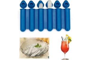 YEJAHY Moules en silicone pour mini glaçons avec couvercles, étroits et longs, faciles à pousser et à poser, pour faire 6 bouteilles d'eau, adaptés pour remplir des boissons en bouteille (Bleu marine)