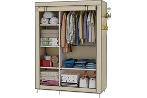 UDEAR Armario Closet Organizador Plegable para Ropa Ropero Resistente al Polvo Guardarropa Beige 105 x 45 x 170 CM