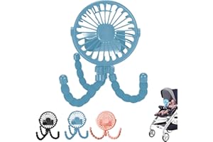 Genérico Ventilador Carrito Bebe, Ventilador Portátil De Clip Para Cochecito, Ventiladors Recargable De Mano Con 3 Velocidades Viento Y Cabezal Giratorio 360°, Para Cochecito Silla Paseo Coche(B)