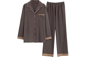 GOSO Pijama para niños de 9 10 11 12 13 14 15 años de cálido Invierno para Adolescentes,niños,Botones,Pijama de Manga Larga,Pijama de niños